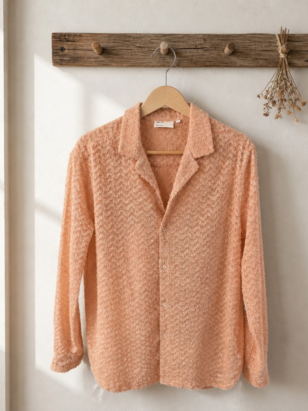 ASOS Pink Frayed Textured Blouse with Shimmer
